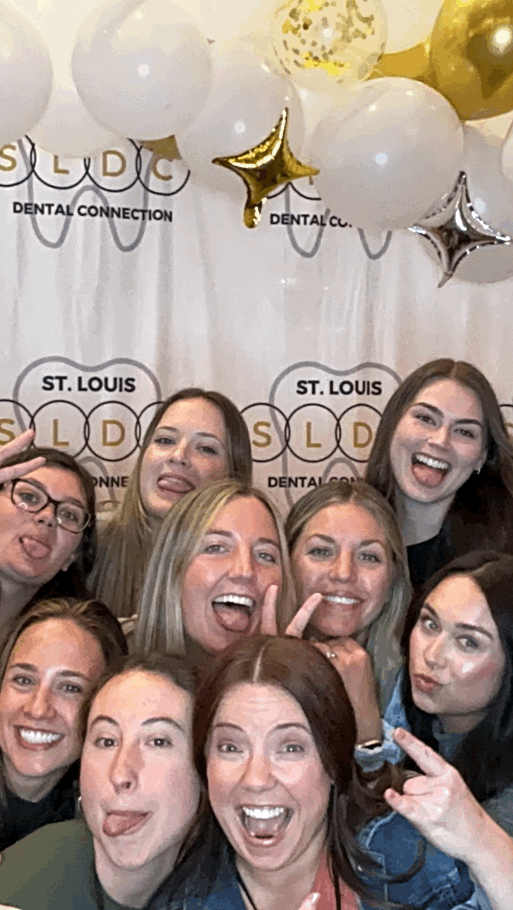 Animated sequence of corporate event guests making playful poses in the photo booth